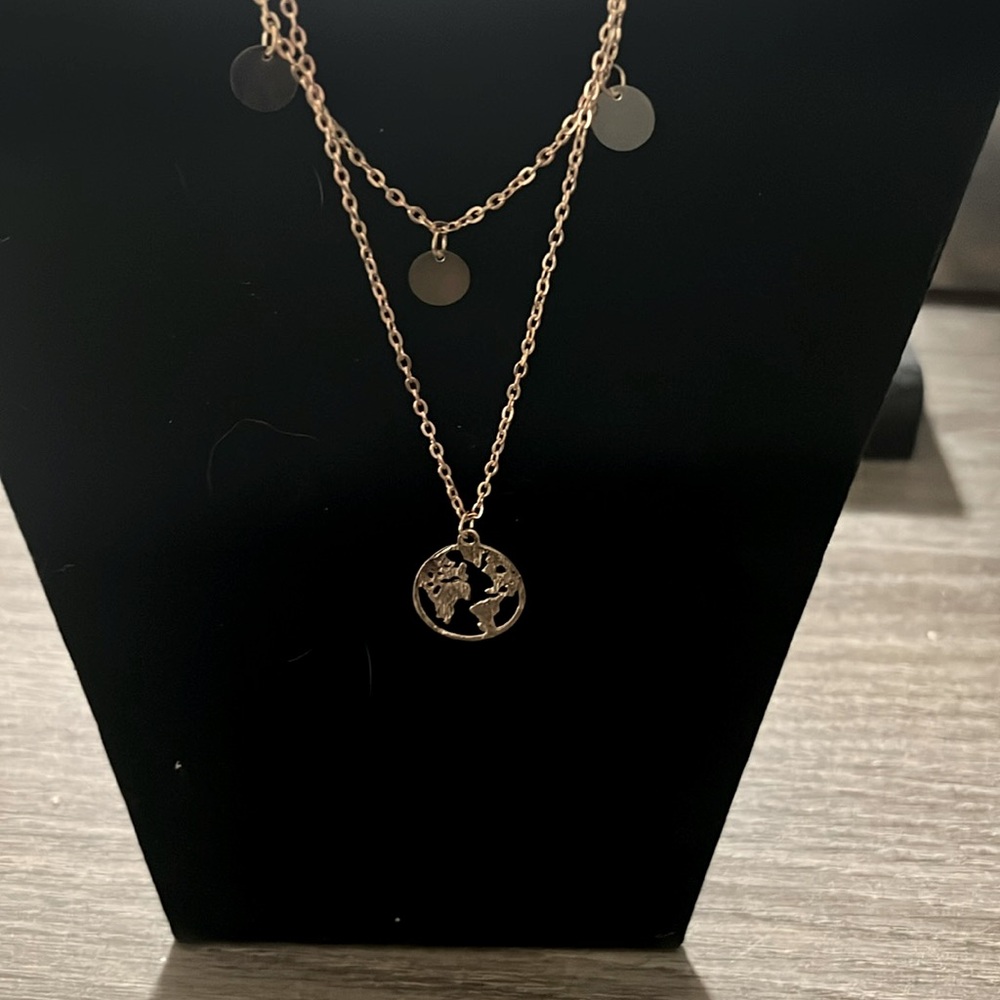 Women’s fashion layered necklace globe charm